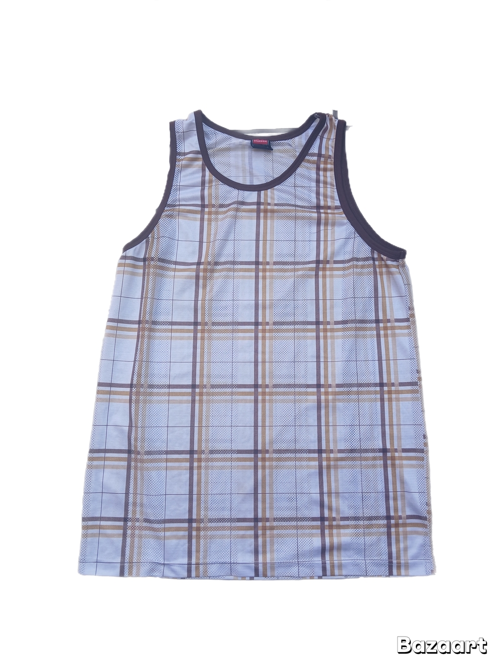 Plaid Tank Top in Yellow and Brown Mesh